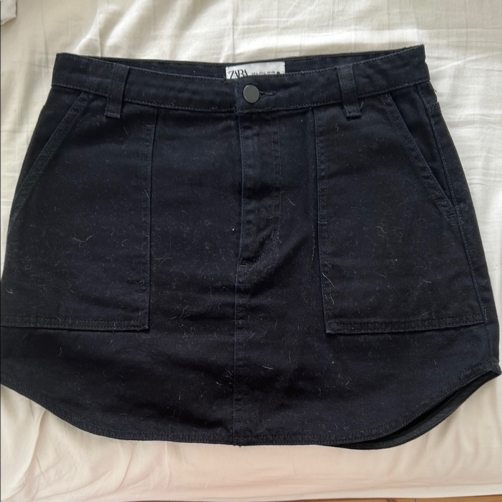 Zara Black Denim Mini Skirt